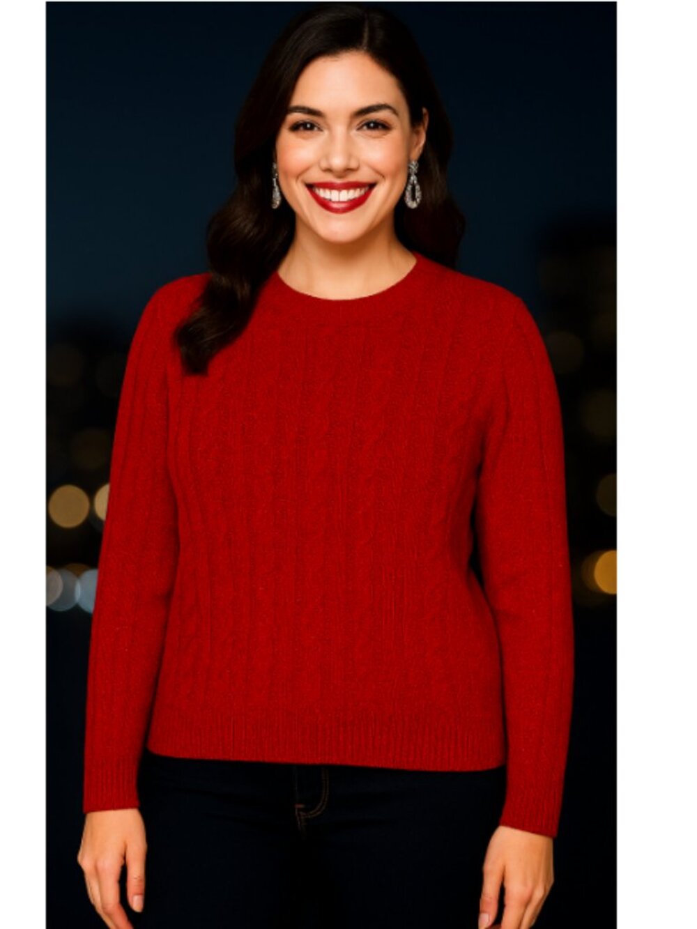 ❤️ Athleta red and sparkly silver cable knit sweater ❤️